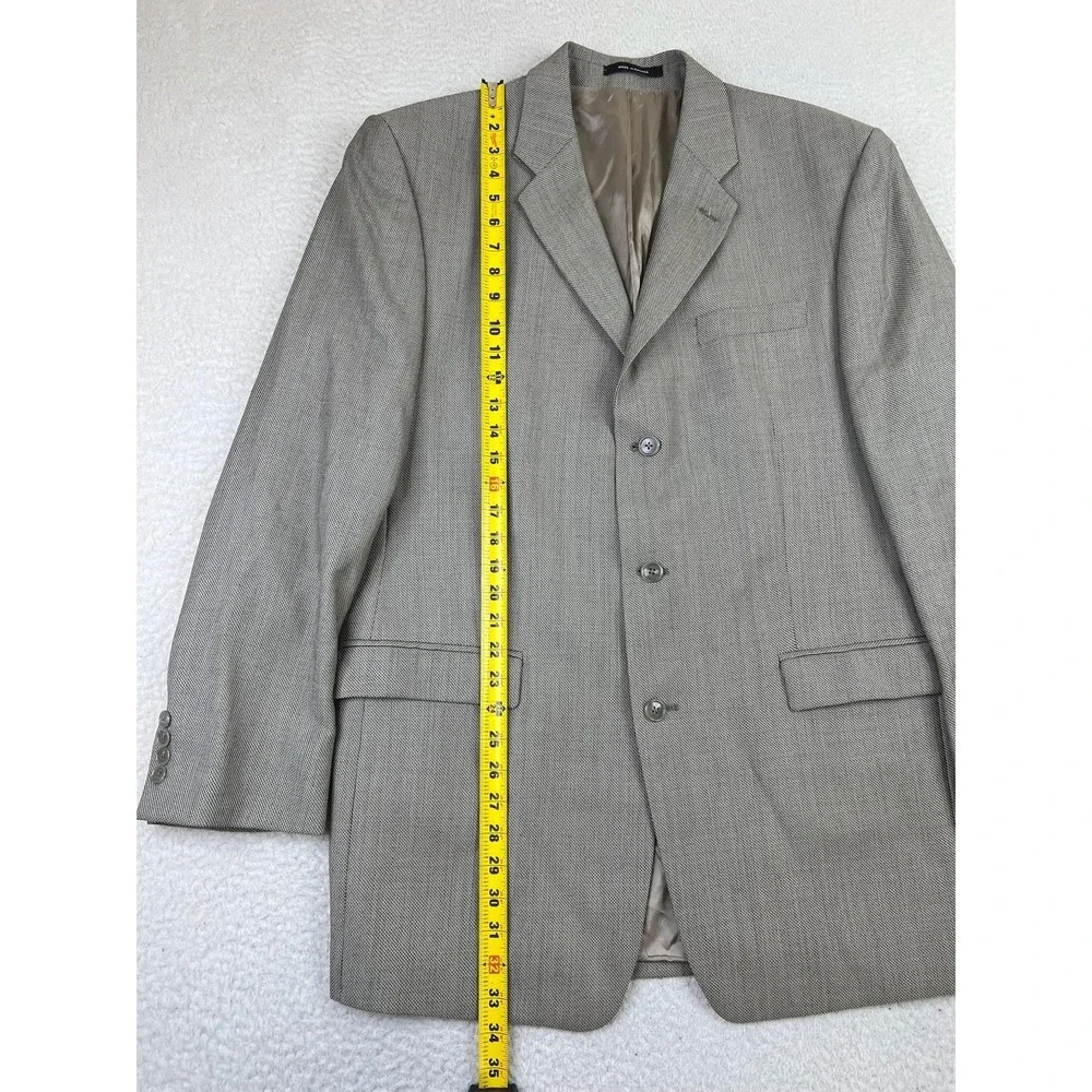 Calvin Klein Blazer Mens 42L Gray Wool Made In‎ Canada Suit Jacket Pure Woolmark